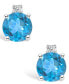 ფოტო #5 პროდუქტის Blue Topaz (5/8 ct. t.w.) and Diamond Accent Stud Earrings in 14K Yellow Gold or 14k White Gold