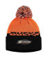 Фото #1 товара Men's Orange, Black Anaheim Ducks Cold.Rdy Cuffed Knit Hat with Pom