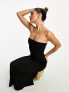 ASOS DESIGN bandeau maxi dress with split hem in black