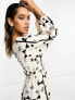 Never Fully Dressed shirred midaxi dress in monochrome heart print