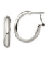 Stainless Steel Polished Omega Back Hoop Earrings