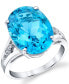 Фото #1 товара Blue Topaz (12 ct. t.w.) & Diamond Accent Ring in Sterling Silver