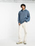 ASOS DESIGN oversized knitted jumper with hoodie in blue