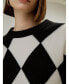 Women's Round Neck Diamond Pattern Cashmere Sweater for Women