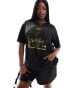 Noisy May Curve boxy fit t-shirt with angel back print in black