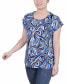 ფოტო #2 პროდუქტის Petite Grommet Neck Knit Short Extended Sleeve Top