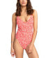 ფოტო #1 პროდუქტის Juniors' Margarita Floral-Print Low-Back One-Piece Swimsuit