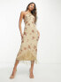 ASOS DESIGN halter embellished midi dress with floral beading detail in cream