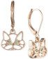 ფოტო #1 პროდუქტის Gold-Tone Green Crystal Cat Drop Earrings