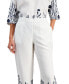 Фото #4 товара Women's 100% Linen Embroidered Cropped Pants, Created for Macy's