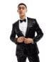 Фото #1 товара ASOS DESIGN paisley sequin skinny tuxedo jacket in black