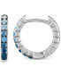 ფოტო #2 პროდუქტის Denim Ombré Sapphire (1/4 ct. t.w.) & White Sapphire (1/20 ct. t.w.) Small Hoop Earrings in 14k White Gold, 0.5"