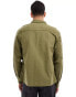 ASOS DESIGN overshirt in waffle with patch pocket in khaki