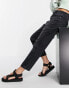 DTT Petite Emma super high waisted mom jeans in washed black