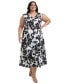 ფოტო #4 პროდუქტის Plus Size V-Neck Sleeveless Scuba Dress