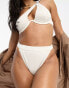 South Beach mix & match rib high waist high leg bikini bottom in cream