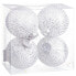 Фото #1 товара Елочные шарики бело-серебристые пластиковые с тканью и пайетками 10 x 10 x 10 см (4 штуки) от Shico