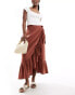 New Look wrap ruffle midi skirt in teracotta