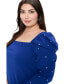 Фото #2 товара Plus Size Evangeline Rhinestone Sleeve Dress