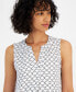 Women's Printed Split-Neck Sleeveless Top