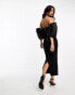 Фото #3 товара ASOS DESIGN off shoulder bardot bandage midi dress in black