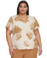 Фото #1 товара Plus Size Printed Double-Tiered V-Neck Top