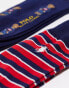 Polo Ralph Lauren 2 pack all over bear socks/stripe in navy, red - фото #8