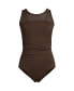 Women's Chlorine Resistant Smoothing Control Mesh High Neck One Piece Swimsuit