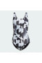 Фото #4 товара Плавательный купальник Adidas с графическим узором 3 полоски, V-образный вырез для женщин