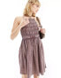 Фото #1 товара COLLUSION western shirred halter mini sun dress in washed pink