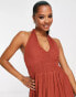 Фото #3 товара Influence Petite halter neck beach dress in brown