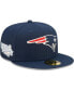 Фото #2 товара Men's Navy New England Patriots Super Bowl XXXVI Purple Pop Sweat 59FIFTY Fitted Hat