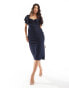 Love Triangle satin midi dress with corset detail in navy