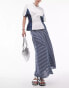 Topshop Tall laundered cutabout midi skirt in multi indigo stripe