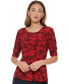 ფოტო #1 პროდუქტის Women's Floral Print Puff-Sleeve Top