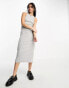 Bershka ribbed racerneck midaxi dress in grey grau, XS - EU 34 - фото #4