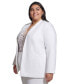 Фото #2 товара Plus Size Collarless Open-Front Long-Sleeve Jacket
