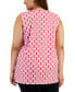 Фото #2 товара Plus Size Printed Split-Neck Sleeveless Top