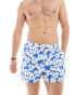 ASOS DESIGN swim shorts in short length in blue floral print