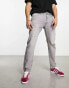 Jack & Jones Intelligence Chris loose fit jeans in light grey with abrasions