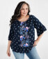 Фото #1 товара Plus Size Printed On Off Top, Created for Macy's