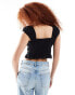 Фото #2 товара Hollister corset top with cap sleeve in black