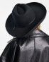 Фото #4 товара ASOS DESIGN structured wide brim fedora hat in black with trim detail