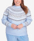 Plus Size Swiss Chalet Fair Isle Yoke Mock Neck Sweater