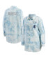 Women's White Seattle Kraken Oversized Tie-Dye Button-Up Denim Shirt