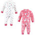 Hudson Baby Plush Jumpsuits Infant Girl 9-12 Months Red White Llama Polka Dot