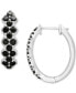 ფოტო #4 პროდუქტის Onyx Small Hoop Earrings in Sterling Silver