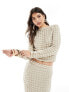 Vero Moda textured long sleeved top co-ord in beige Серый, M - фото #1