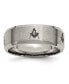 ფოტო #1 პროდუქტის Titanium Brushed Masonic Beveled Edge Wedding Band Ring