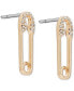 ფოტო #4 პროდუქტის Gold-Tone Pavé Safety Pin Drop Earrings